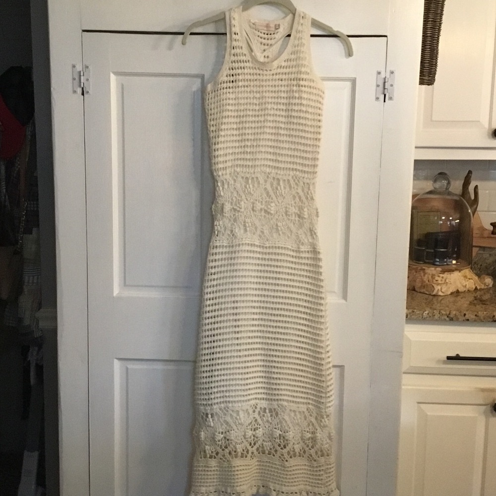 Tory Burch Cream Crochet  Maxi Dress
